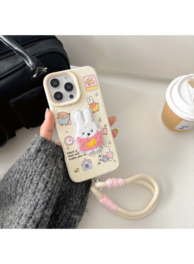 NIBEMINENT Protective TPU Case Cover For iPhone 16 Plus, Embroidered Minnie Mouse Alarm Clock With Lanyard