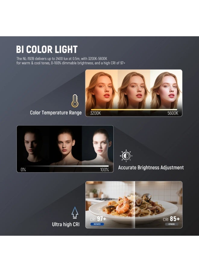 Neewer Bi-Color LED Photography Light with Built-in 8000mAh Lithium Battery, 3200K-5600K Dimmable, Portable Ultra-Thin Panel, High CRI 97+, Cold Shoe & 1/4" Mount | Bi-Color LED Photography Light with Built-in Lithium Battery - Image 4
