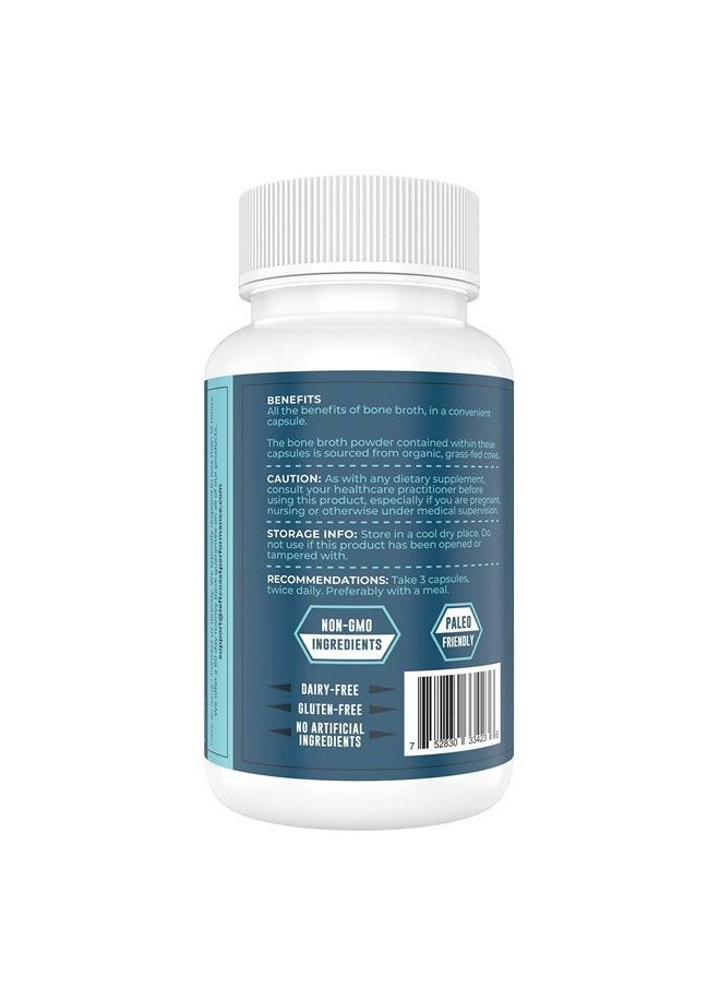 Left Coast Performance - Grass-Fed Bone Broth Capsules with Collagen from Organic Bone Broth Powder. 180 Caps. Collagen Supplement from Organic Bone Broth Powder. Supports Nails, Hair, Joints and Digestive Health*. - Image 1