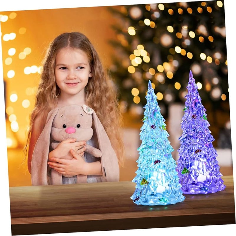 6Pcs Colorful LED Acrylic Christmas Tree Night Lamp Decor For Home Office Festival - Image 2
