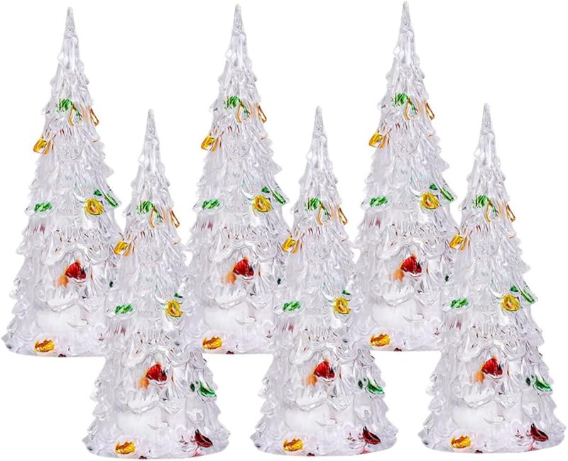 6Pcs Colorful LED Acrylic Christmas Tree Night Lamp Decor For Home Office Festival - Image 1