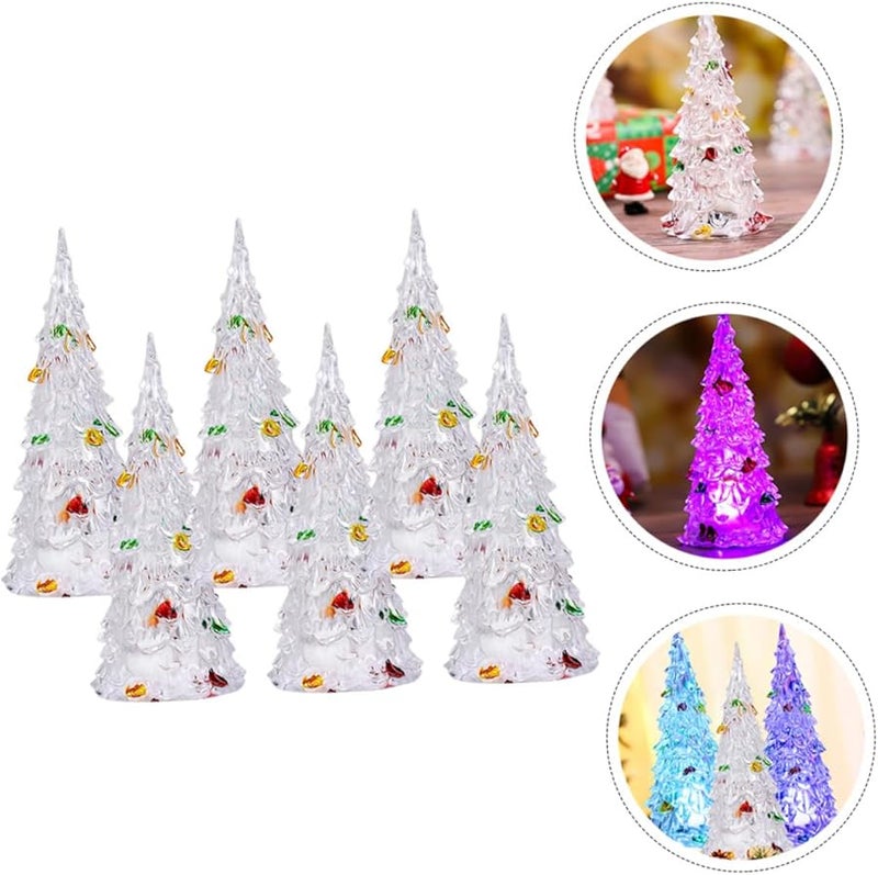6Pcs Colorful LED Acrylic Christmas Tree Night Lamp Decor For Home Office Festival - Image 5