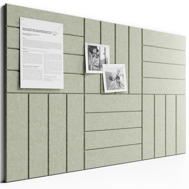 Bumusty Large Cork Board Alternative-36 x 24" Felt Bulletin Board Tiles, with 30 Pushpins, 40 Adhesive Tabs, 6-Pack Slat Wall Paneling, Cork Boards for Office Push Pin Board Felt Board-Sage - Image 1