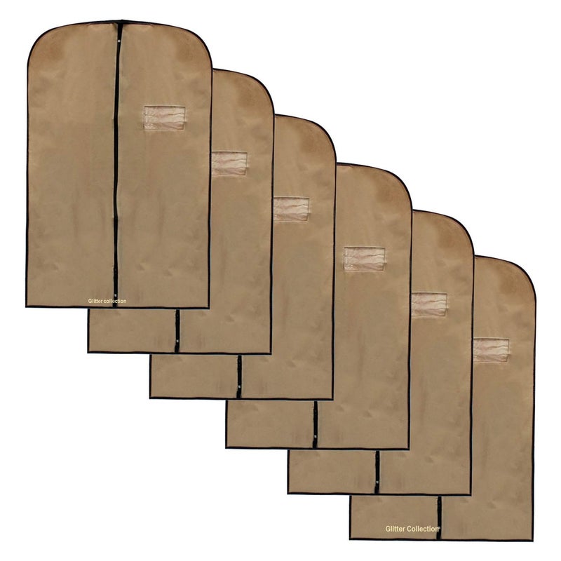 Glitter Collection (TM) Men's Coat Blazer cover Combo of 6 Cream Foldover Breathable Garment Bag with Handles and Gusset - Cream CRM006 - Image 5