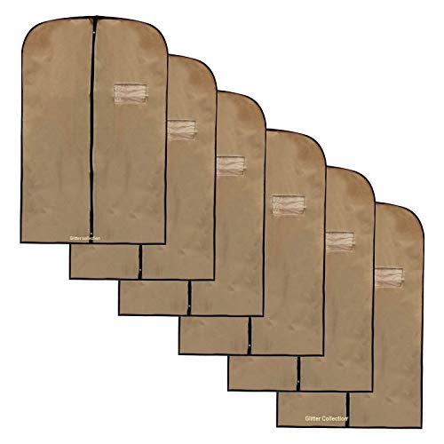 Glitter Collection (TM) Men's Coat Blazer cover Combo of 6 Cream Foldover Breathable Garment Bag with Handles and Gusset - Cream CRM006 - Image 1