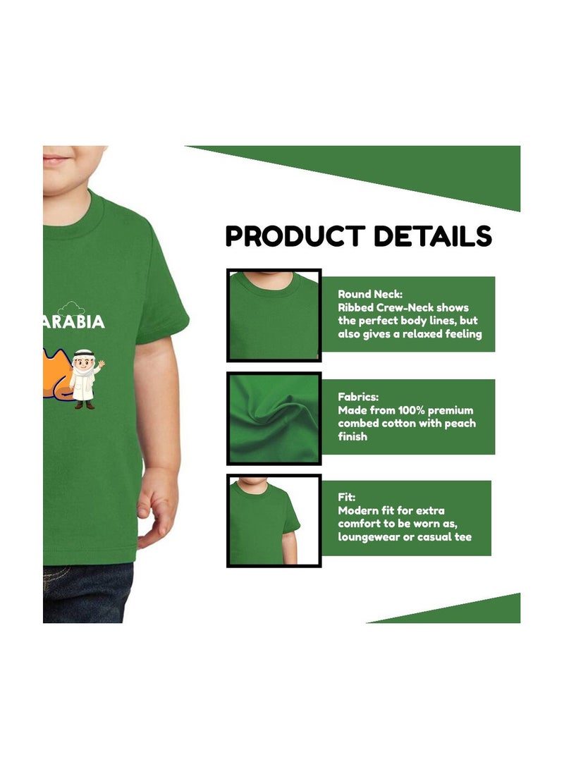 Saudi Arabia-Themed Boys Souvenir T-Shirt for Kids - Short Sleeve Round Neck Cotton Tshirt - Saudi Design with Camel - Ideal for School, Playtime - Image 5