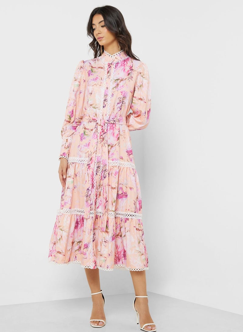 ايلا فستان متوسط الطول بطبعة زهور - Image 4