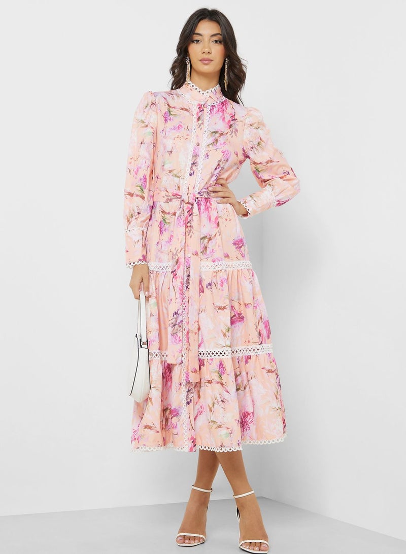 ايلا فستان متوسط الطول بطبعة زهور - Image 1