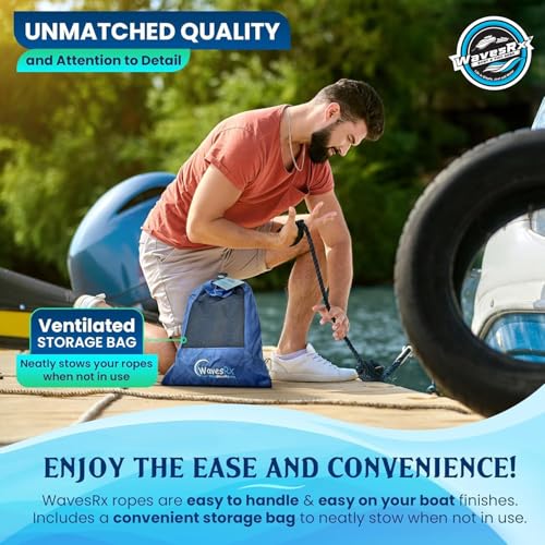 WAVESRX Premium Nylon Boat Dock Lines & Ropes for Docking & Pontoon | Double Braided Marine Rope | Boat Ropes for Docking with Loop | UV & Saltwater Resistant Dock Rope (Deep Sea Blue, 3/8” x 15’) - Image 5