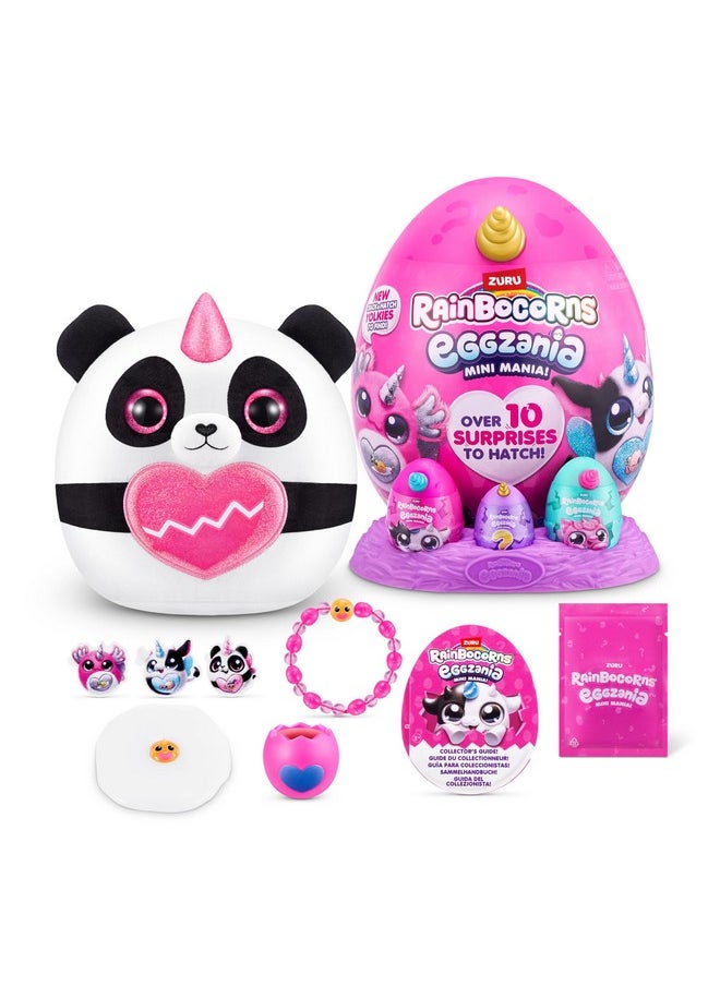 Rainbocorns Eggzania Mini Mania Panda Plush Surprise Unboxing With Animal Soft Toy, Idea For Girls With Imaginary Play By Zuru  - Image 1
