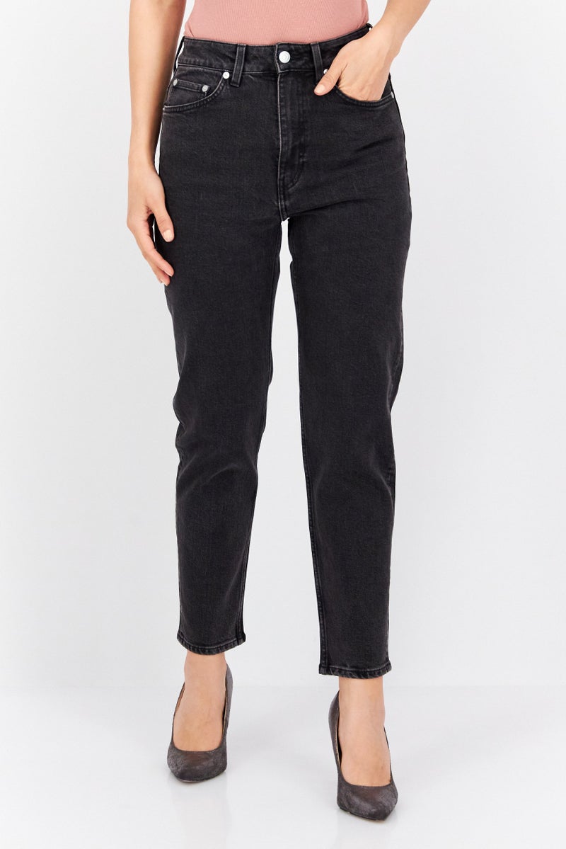 Weekday جينز نسائي بقصة عادية، مغسول وقابل للتمدد، أسود - Image 1