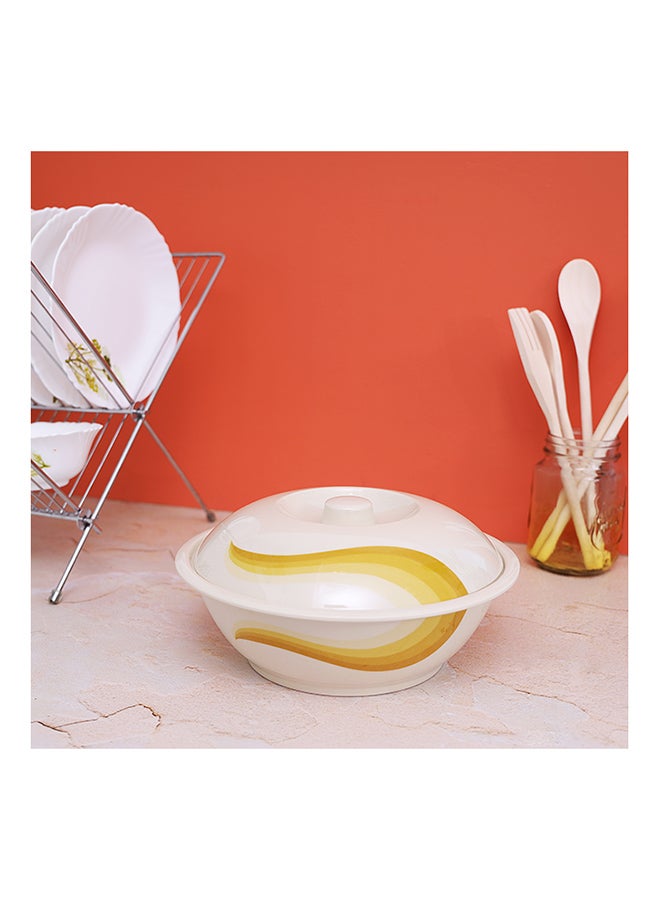 Royalford Super Rays Bowl With Lid White/Yellow 10inch - Image 3