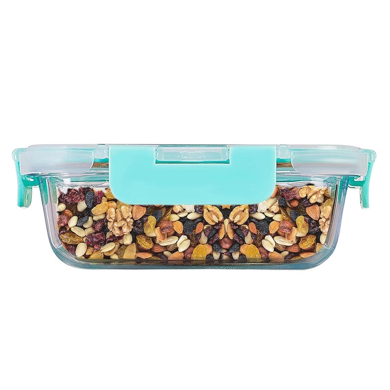 Cutting EDGE 640ML Borosilicate Glass Microwave Safe Rectangle Container Multipurpose Lunch Box with Break Free Detachable Locks Freezer Safe Airtight Leakproof Set of 1 - Image 3