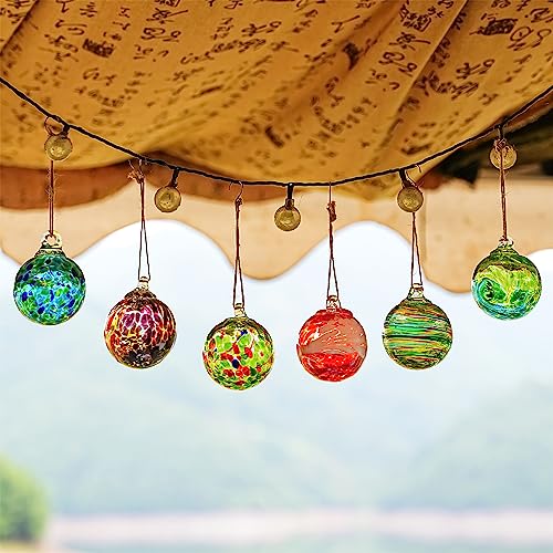 KRISININE 6pcs Hand-Blown Glass Christmas Ornaments Balls Hanging Glass Balls Witches Ball Gazing Ball for Home Window Outdoor Garden Patio Xmas Tree Décor - Image 5