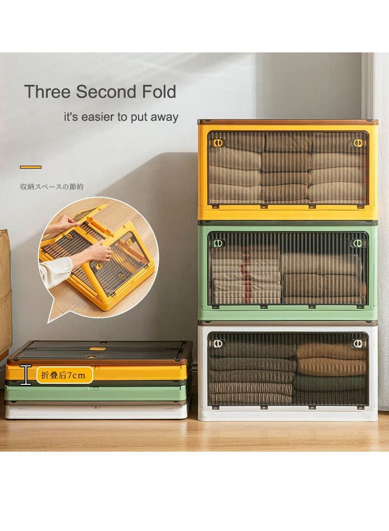 Yameem Yameem Wardrobe Storage Box Wardrobe Organizer Stackable Detachable Baskets Closet Containers Organiser, Bedroom Laundry Fold Dividers for Clothes (Green)  - Image 3