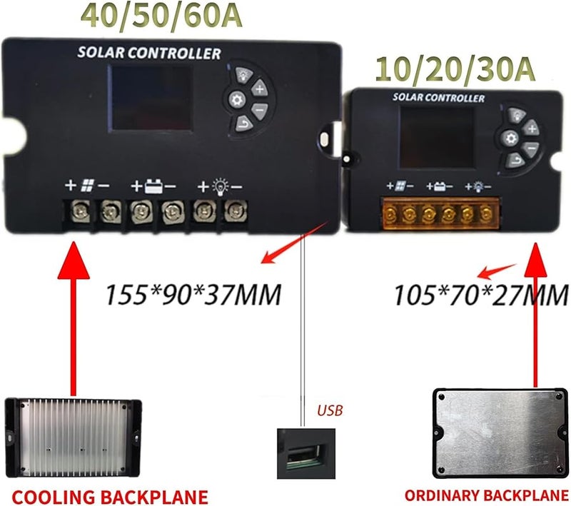30A 12V 24V PWM وحدة تحكم شحن الطاقة الشمسية مع منظم شاشة LCD قابل للتعديل - Image 4