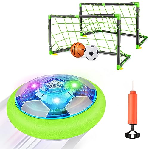 Growsland Hover Soccer Ball with 2 Goals Rechargeable Air Floating Soccer Toy with LED Lights and Foam Bumper Indoor Games for Kids 4812 Toys Gifts for 3 4 5 6 7 8 9 Year Old Boys Girls - Image 1