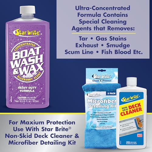STAR BRITE Boat Wash & Wax - Heavy Duty Concentrate - Clean, Shine & Protect in One Easy Step - Blueberry Scent - 16 OZ (089816) - Image 4