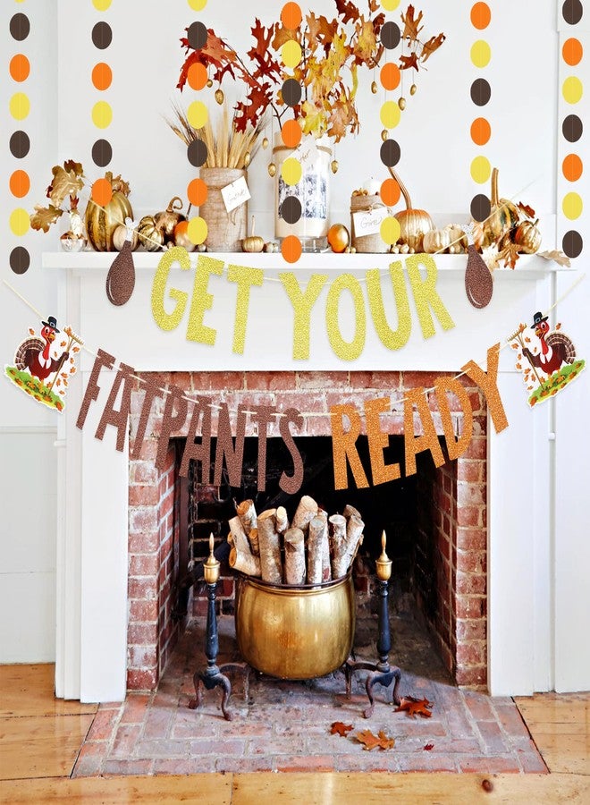 LEESKY Get Your Fat Pants Ready Banner Thanksgiving Party Decorations Banner Friendsgiving Banner for Friendsgiving Turkey Party Decorations, Funny Friendsgiving Decorations - Image 2