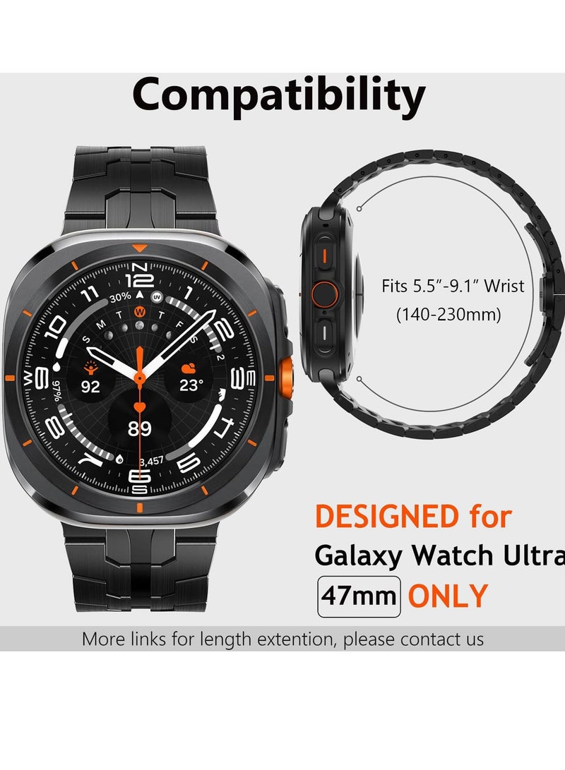 إس كولور لا توجد أحزمة فجوات لساعة سامسونج جالاكسي الترا حزام 47 ملم2025 2024 سوار معدني بديل من الفولاذ المقاوم للصدأ لجهاز Galaxy Ultra 47 ملم متوافق مع Watch 7 Ultra للرجال والنساء - Image 2
