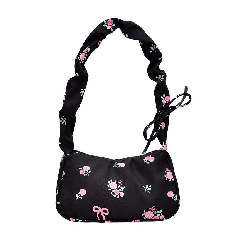 Canvas Drawstring Shoulder Bag with Floral Print - Image 5