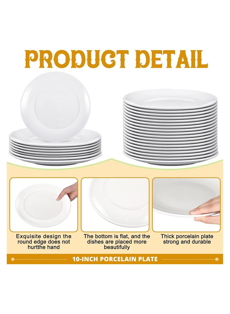 10 Pcs Porcelain Dinner Plates 25 cm White  Porcelain Round Plates Dinnerware - Image 4