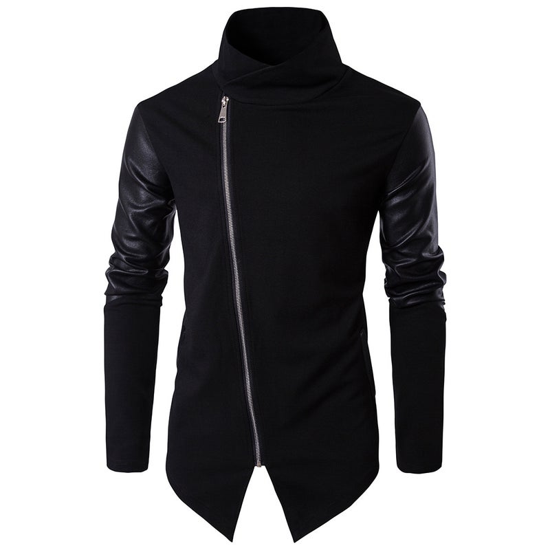 European code 2020 spring new foreign trade stand collar slim knit sweater leather knitted sweater cotton X01001 Black 