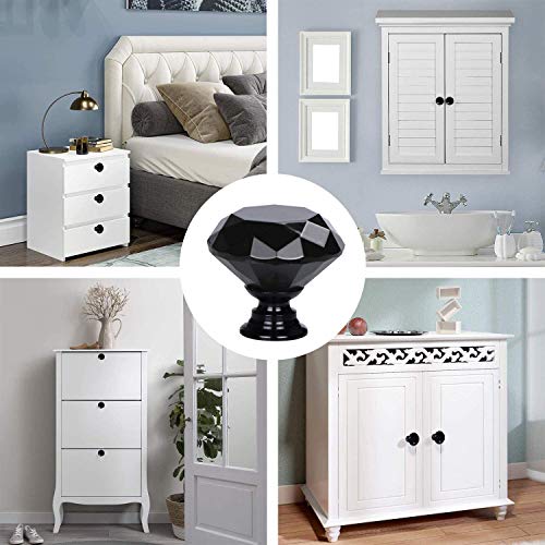 YourGift 12 Pack Drawer Knobs Diamond Shaped Crystal Glass 30mm Cabinet Knobs Pull Handles (30 mm, 12 Pack, All Black) - Image 5