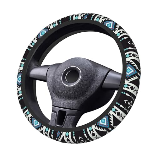 THOEWONG Ethnic Aztec Geometric Tribal Native Car Steering Wheel Cover Universal 15 Inch Stretch Cloth Non-Slip Wrap Protector Case Fit Auto Accessories Decor Sweat Absorption for Men Women - Image 5