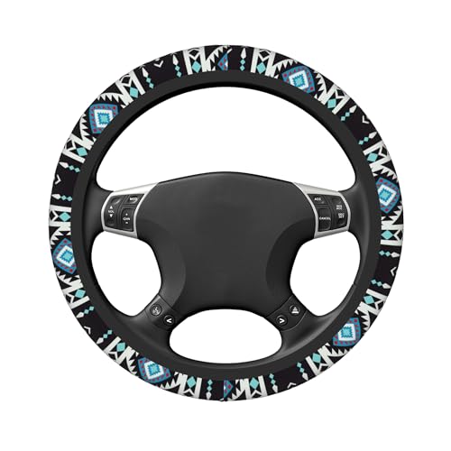 THOEWONG Ethnic Aztec Geometric Tribal Native Car Steering Wheel Cover Universal 15 Inch Stretch Cloth Non-Slip Wrap Protector Case Fit Auto Accessories Decor Sweat Absorption for Men Women - Image 4