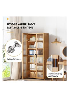 Generic Kitchen Storage Cabinet Floor Standing Bookshelf Multilayer Storage Rack with Adjustable Shelf for Kitchen Utensils Microwave Pot and Pan (190 * 60cm)  - Image 5