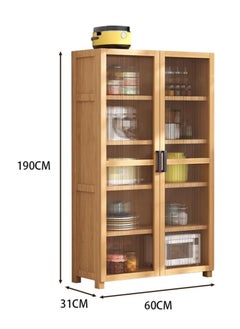 Generic Kitchen Storage Cabinet Floor Standing Bookshelf Multilayer Storage Rack with Adjustable Shelf for Kitchen Utensils Microwave Pot and Pan (190 * 60cm)  - Image 2