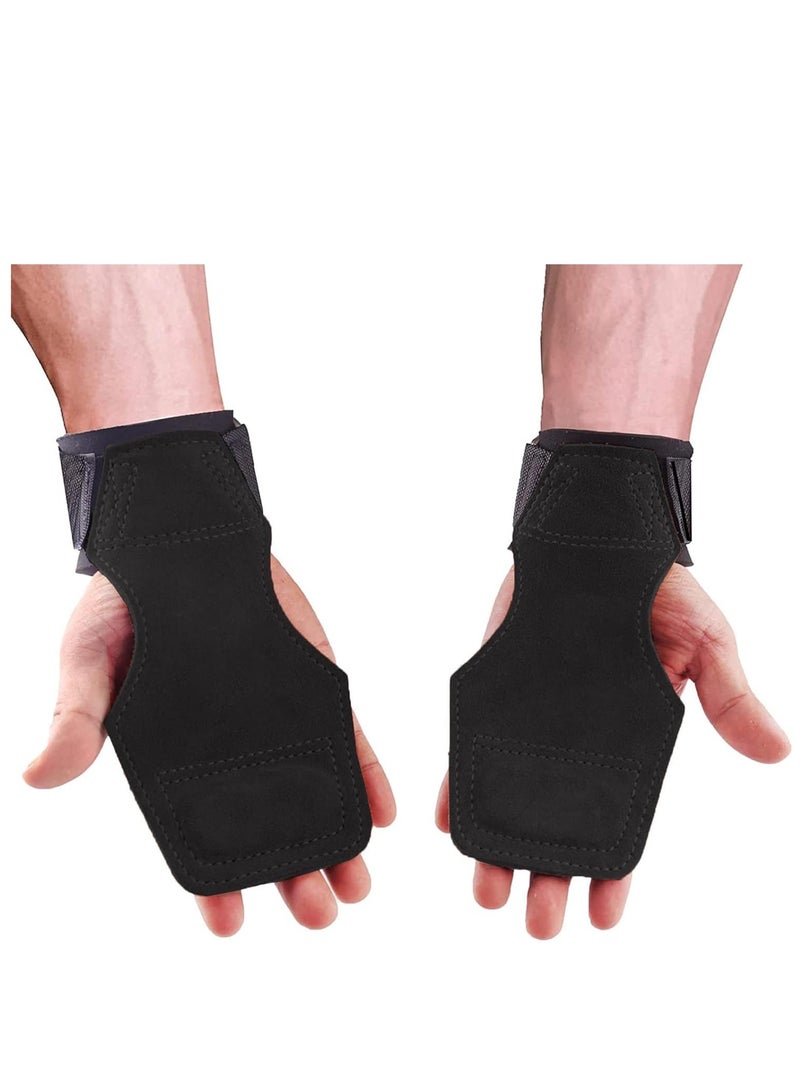 Vparty Weightlifting Wrist Straps Grip with Cushion Wrist Loop, Leather Weight Lifting Wrist Straps for Deadlifts, Powerlifting, Heavy Shrug for Men/Women - Image 1
