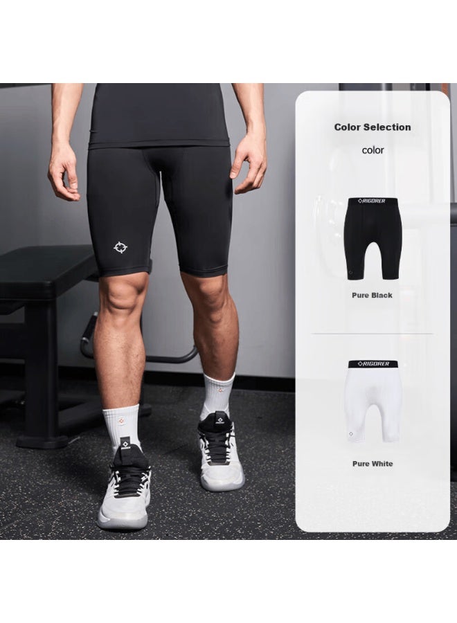 Rigorer Men's Compression Shorts For Basketball, Running, Sports, Professional Training, High-elasticity Quick-dry Base Layer Fitness Shorts, Knee-length Compression Pants - Image 1