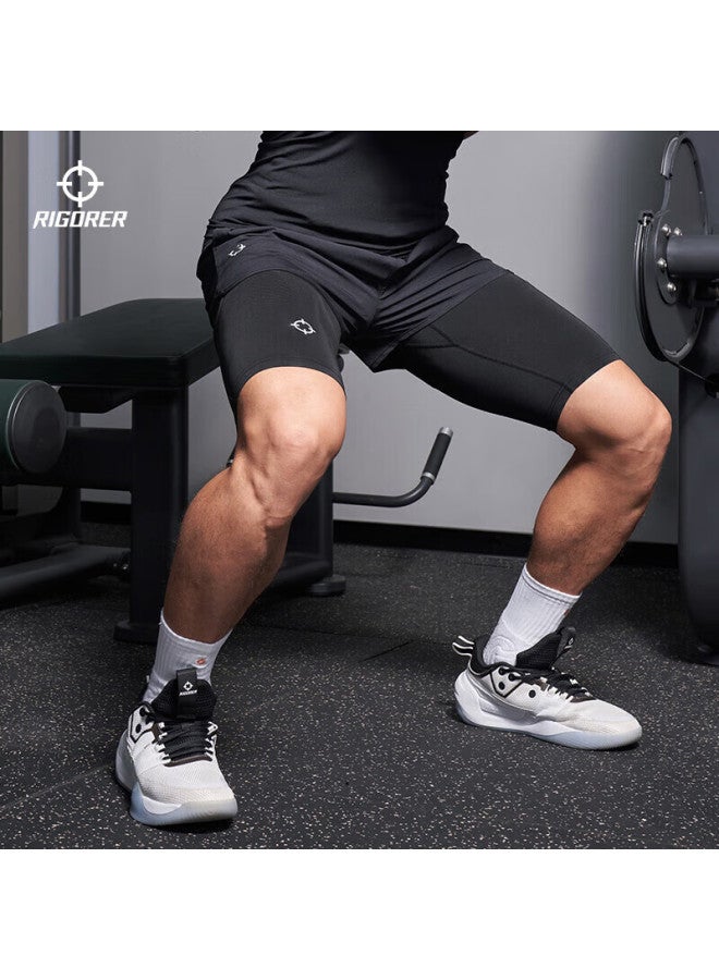 Rigorer Men's Compression Shorts For Basketball, Running, Sports, Professional Training, High-elasticity Quick-dry Base Layer Fitness Shorts, Knee-length Compression Pants - Image 4