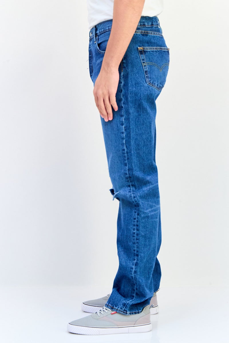 Levi's Men Straight Fit Distressed No Stretch Denim, Blue  - Image 2