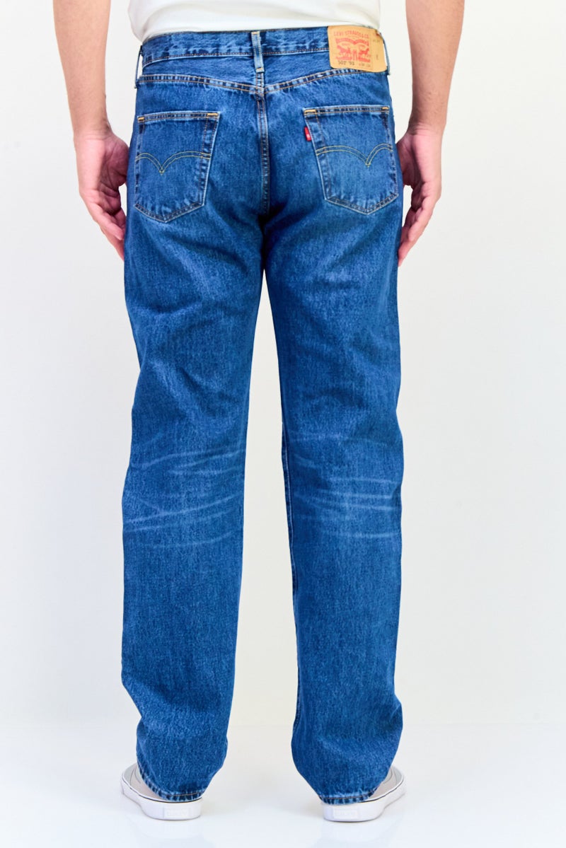 Levi's Men Straight Fit Distressed No Stretch Denim, Blue  - Image 3
