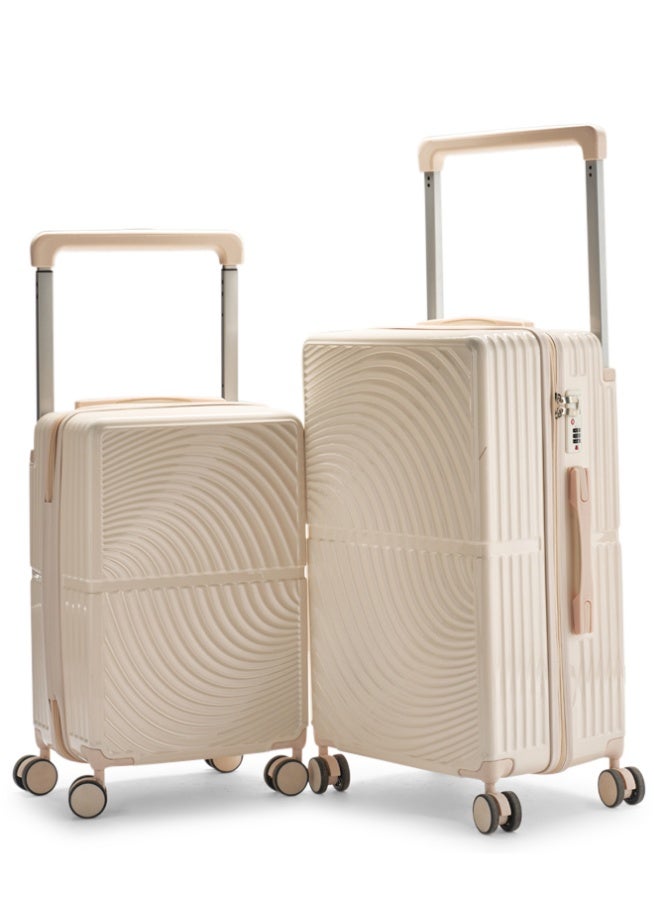 ليمرا طقم شنط سفر من ليمرا مصنوع من مادة البولي كربونات مكون من 2 حقيبة أمتعة مقاس 24"-20" بوصة لون بيج - Image 1