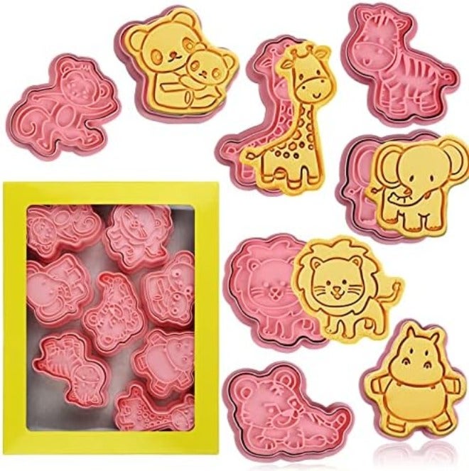 8 Piece Animal Cookie Cutters With Plunger Stamps, 3D Animal Embossing Baking Molds For Biscuits, Fondant, Cheese And Cake Decoration - Image 3