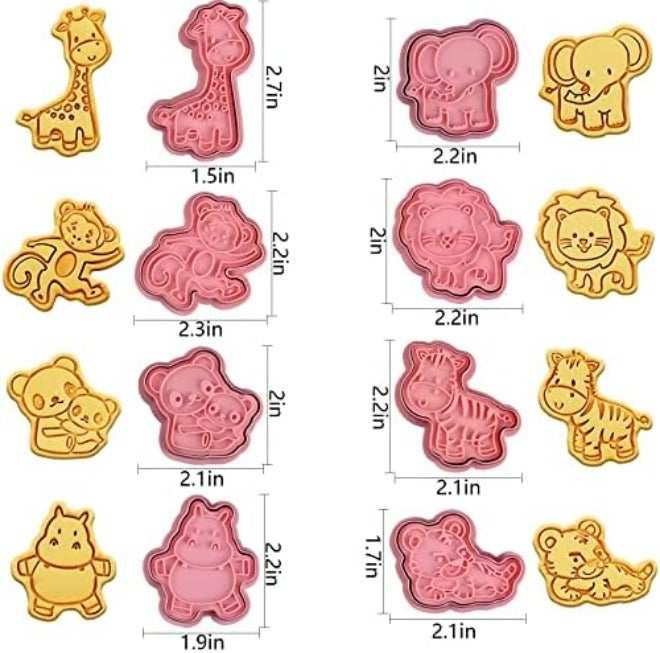 8 Piece Animal Cookie Cutters With Plunger Stamps, 3D Animal Embossing Baking Molds For Biscuits, Fondant, Cheese And Cake Decoration - Image 5