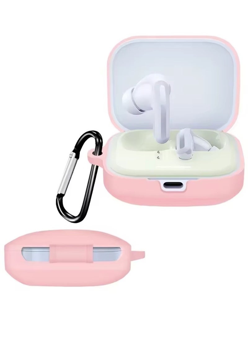 غطاء سيليكون متوافق مع سماعات شاومي ريدمي بودز 5 المحمولة مع سلسلة مفاتيح (وردي)