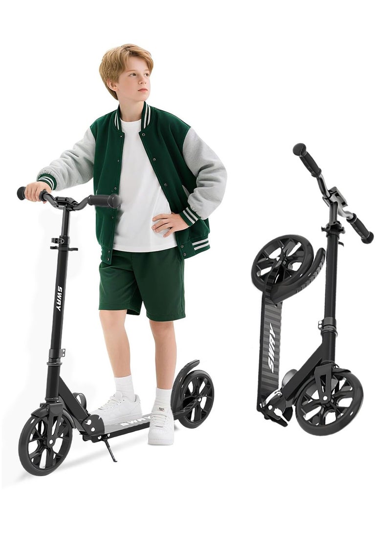 sway سكوتر للأطفال، سكوتر بعجلتين مع مقود قابل للتعديل، ركوب واقف مع فرامل، سكوتر قابل للطي بسهولة للأطفال من 12 سنة وما فوق - Image 1