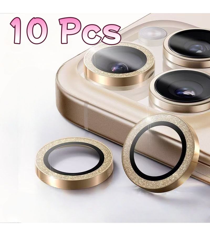 10Pcs Golden Camera Lens Protectors Compatible with iPhone Models Easy Installation - Image 4
