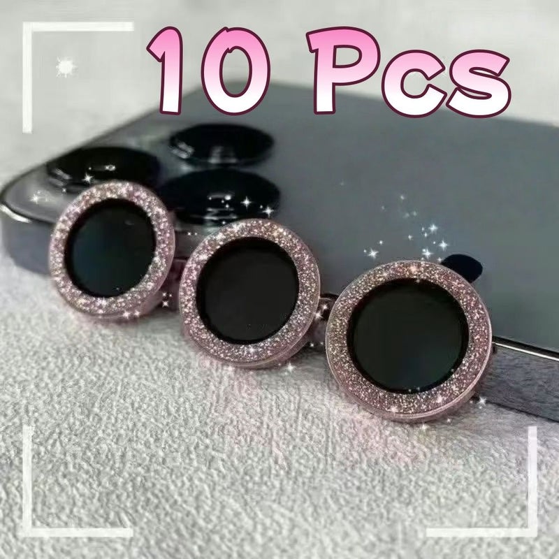 10Pcs Golden Camera Lens Protectors Compatible with iPhone Models Easy Installation - Image 3
