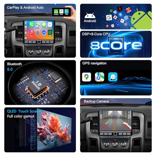 amzlegend 4G Network Radio for Dodge RAM 2013 2014 2015 2016 2017 2018 Upgrade,Carbon Fiber Style,QLED Touch Screen Stereo Replacement,Wireless carplay Android auto - Image 5