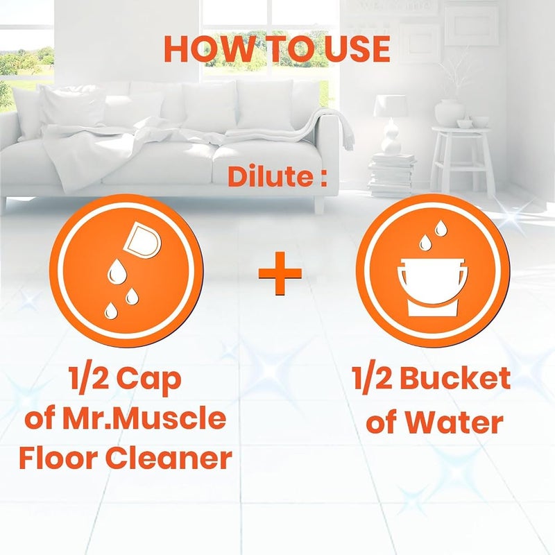 مستر ماسل منظف أرضيات Mr. Muscle السائل، برائحة اللافندر، 1000 مل يعقم ويعيد لمعان الأرضيات يقتل 99.9% من الجراثيم - Image 4