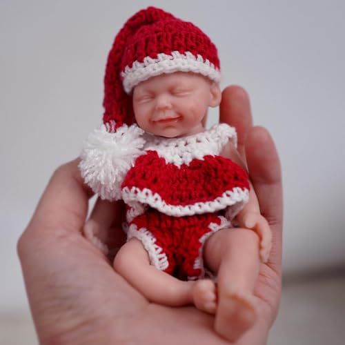 Mire & Mire Reborn Baby Dolls, 4.5 Inch Sleeping Full Silicone Mini Baby Doll with Feeding Accessories Smile Realistic Baby Doll - Image 3