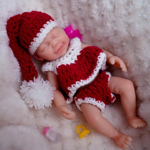 Mire & Mire Reborn Baby Dolls, 4.5 Inch Sleeping Full Silicone Mini Baby Doll with Feeding Accessories Smile Realistic Baby Doll - Image 5