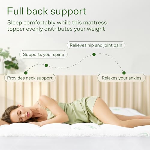 Niagara Sleep Solution Ultra Soft Twin XL Size Mattress Topper - Viscose Made from Bamboo Pillow Top Mattress Pad for Back Pain Relief - Naturally Cooling for Hot Sleepers, Green - Image 4