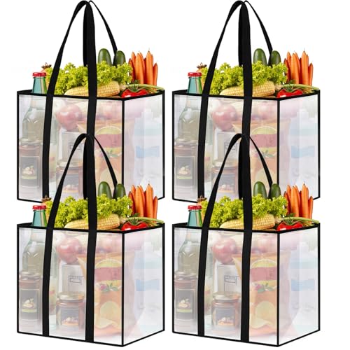 SmartTrends 4 Pack Reusable Grocery Bags HeavyDuty Shopping Bags with Sturdy Handles WaterResistant Foldable Organizer Shopping Bags for Groceries Market Car Trunk MultiPurpose 42L - Image 1